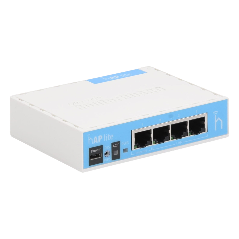 (hAP Lite) 4 Puertos Fast Ethernet y Wi-Fi 2.4 GHz 802.11 b/g/n