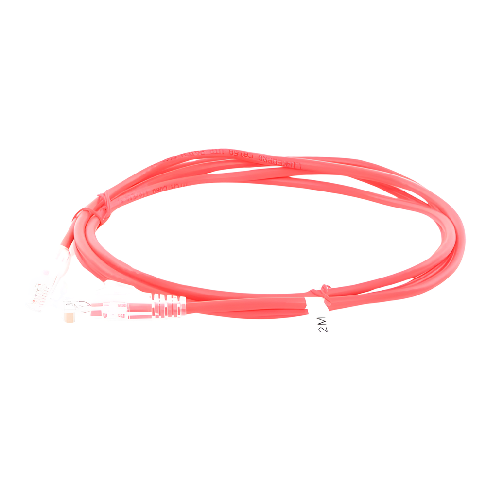 Cable de Parcheo Slim UTP Cat6A - 2 Metros (6.56 Pies) Rojo, Diámetro Reducido (28 AWG)