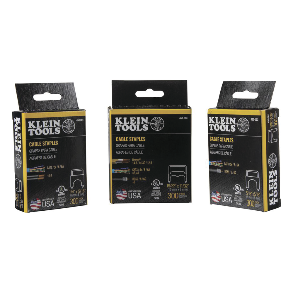 Paquete de 300 Grapas con Aislamiento, para Cables NM (RomexÆ) como 14/3, 14/3G, 12/3 y otros cables de hasta 11/32 x 19/32 (9 mm x 15 mm / 0.35 x