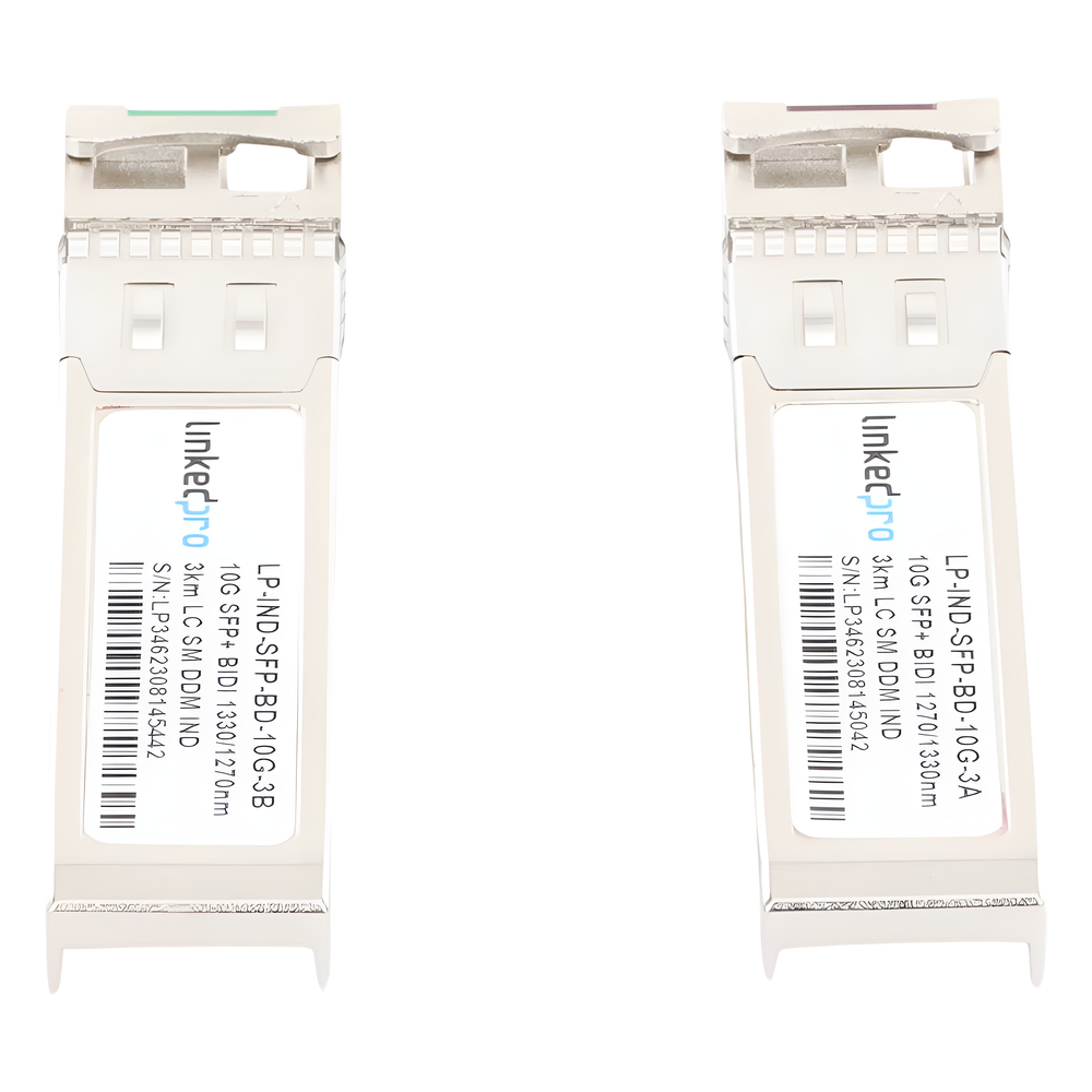 Transceptores Ópticos Industriales Bidireccionales SFP+ (Mini-Gbic) / Monomodo 1270 & 1330 nm / 10 Gbps / 10GBASE / Conector LC/UPC Simplex / DDM