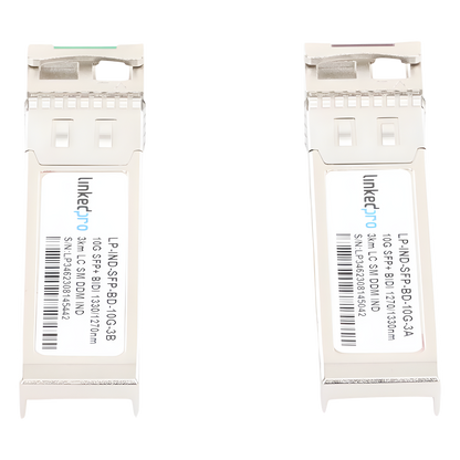 Transceptores Ópticos Industriales Bidireccionales SFP+ (Mini-Gbic) / Monomodo 1270 & 1330 nm / 10 Gbps / 10GBASE / Conector LC/UPC Simplex / DDM