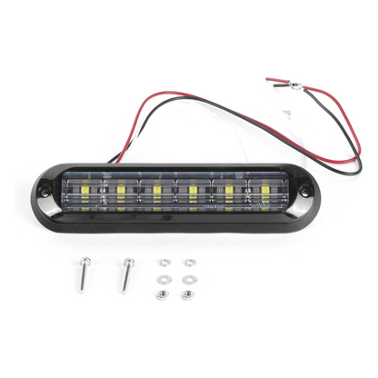 Luz Auxiliar Ultra Brillante IP67 de 6 LEDs, Color Rojo/Azul, con mica transparente y bisel negro