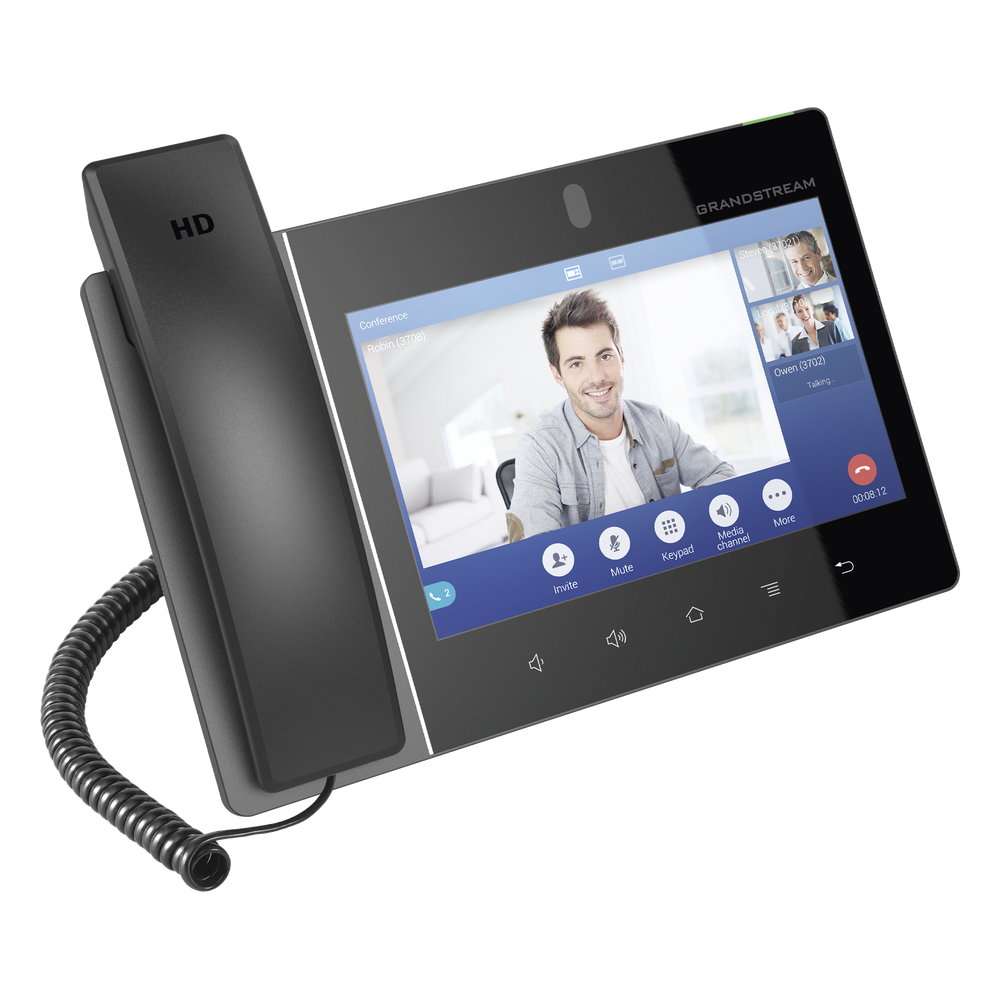 Teléfono IP Android 11, 16 líneas SIP con 16 cuentas, pantalla táctil 8", puertos Gigabit, Wi-Fi, Bluetooth, PoE, codec Opus, IPV4/IPV6 con gestión