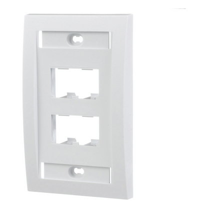 Placa de Pared Vertical Ejecutiva, Salida Para 4 Puertos Mini-Com, Con Espacios Para Etiquetas, Color Blanco