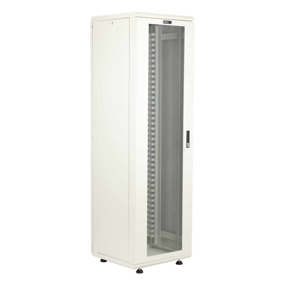 Gabinete Rack 42 Unidades / Piso 19 Pulgadas / Puerta Cristal Templado / Capacidad Carga 1000 Kg / Acero Calibres 16-18-20 / Ventilación Superior