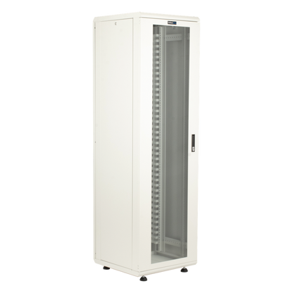 Gabinete Rack 42 Unidades / Piso 19 Pulgadas / Puerta Cristal Templado / Capacidad Carga 1000 Kg / Acero Calibres 16-18-20 / Ventilación Superior