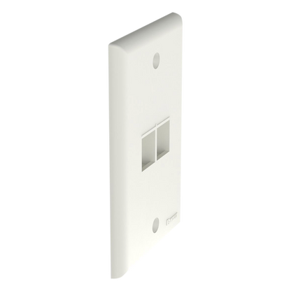 Placa de Pared Vertical, Salida Para 2 Puertos Keystone, Color Blanco Mate