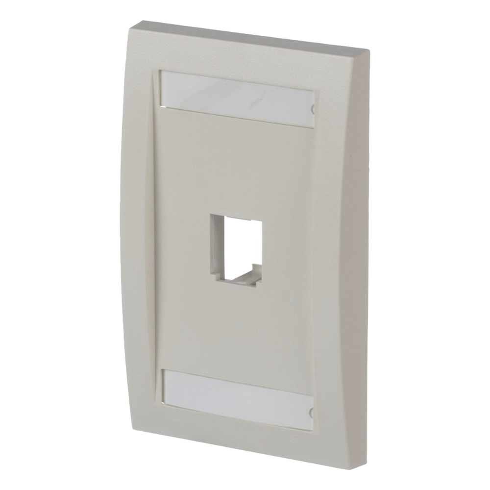 Placa de Pared Vertical Ejecutiva, Salida Para 1 Puerto Mini-Com, Con Espacios Para Etiquetas, Color Blanco Mate