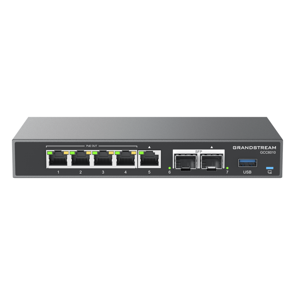 4 en 1: Firewall Nueva Generación, Router, IP PBX (24 usuarios / 8 llamadas), Switch Gigabit de 5 Puertos (4 PoE) y 2 Puertos SFP 2.5 Gigabit / Todos