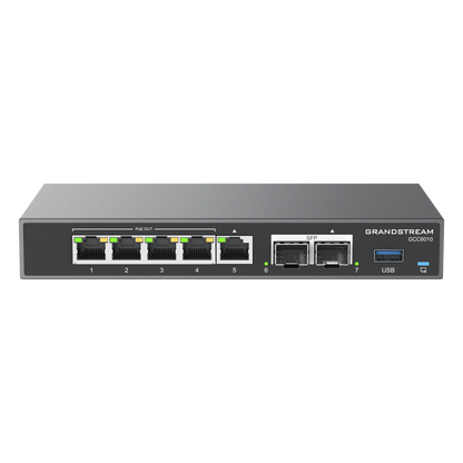 4 en 1: Firewall Nueva Generación, Router, IP PBX (24 usuarios / 8 llamadas), Switch Gigabit de 5 Puertos (4 PoE) y 2 Puertos SFP 2.5 Gigabit / Todos