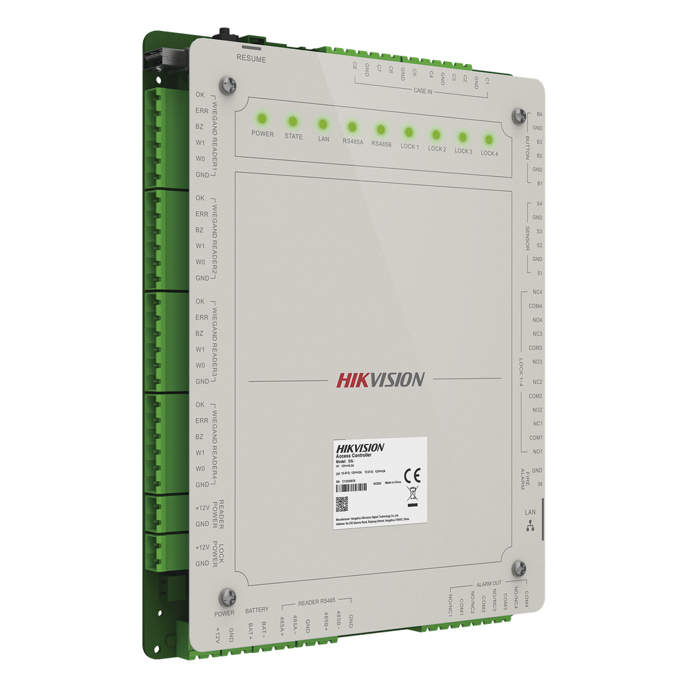 Controlador de Acceso 4 Puertas Administrable en la Nube con Hik-Connect Teams / Interfaz Web / 8 Lectores de Huella o Tarjeta / 100,000 Tarjetas