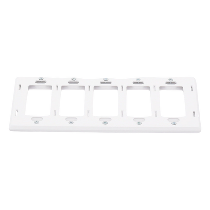 Placa de pared Claro de 5 espacios sin tornillos visibles, color blanco brillante, para atenuadores, apagadores y controles Pico Lutron