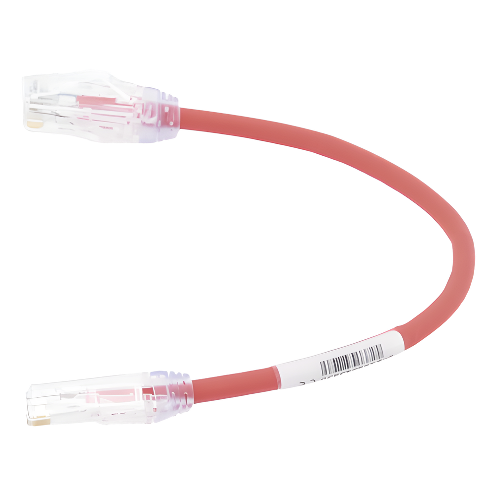 Cable de Parcheo UTP, Cat6A, Diámetro Reducido (28 AWG), CM/LSZH, Color Rojo, 20.3 cm (8 Pulgadas)