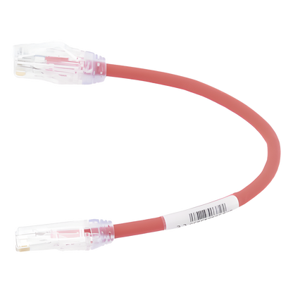 Cable de Parcheo UTP, Cat6A, Diámetro Reducido (28 AWG), CM/LSZH, Color Rojo, 20.3 cm (8 Pulgadas)