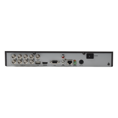 KIT TurboHD 1080p / DVR 8 Canales / 8 Cámaras Bala (exterior 2.8 mm) / Transceptores / Conectores / Fuente de Poder Profesional hasta 15 Vcc para