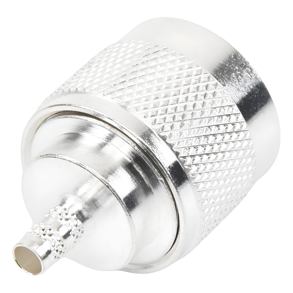 Conector Coaxial N Macho de Anillo Plegable para Cable RG-142/U, Plata/ Oro/ Teflón