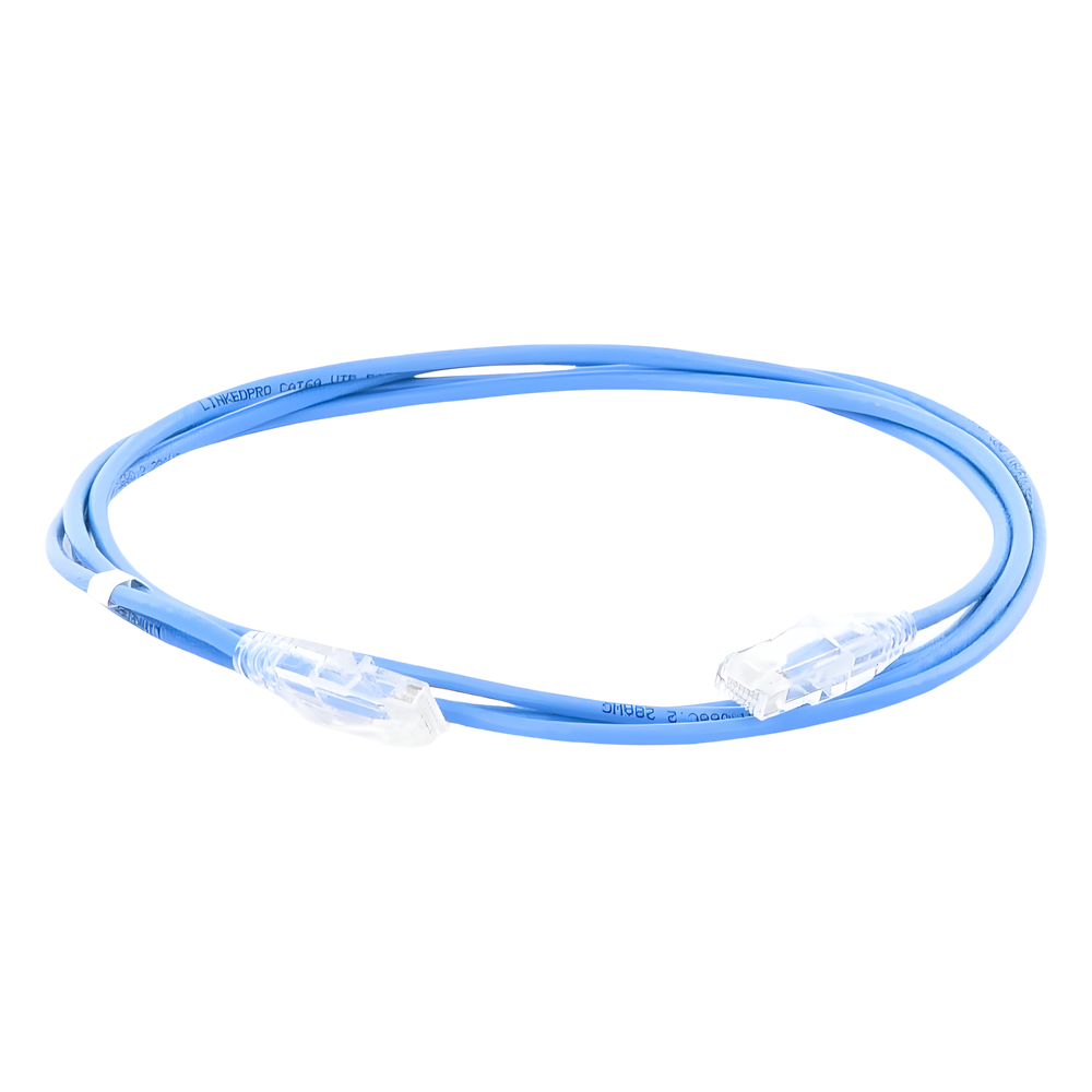 Cable de Parcheo Slim UTP Cat6A - 2 Metros (6.56 Pies) Azul, Diámetro Reducido (28 AWG)
