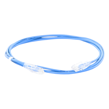 Cable de Parcheo Slim UTP Cat6A - 2 Metros (6.56 Pies) Azul, Diámetro Reducido (28 AWG)