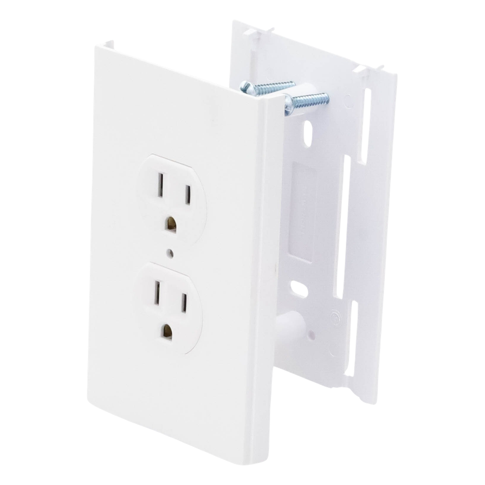 Contacto eléctrico doble, soporte y tapa color blanco de PVC auto extinguible, para canaleta TEK100 (5591-10200)