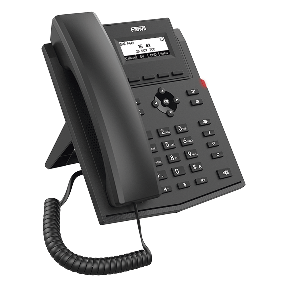 Teléfono IP / 2 Líneas SIP / Pantalla LCD 2.3" 132x64 / Audio HD G.722 y Opus / Conferencia 6 Vías / PoE 802.3af / Puertos Ethernet Duales 10/100