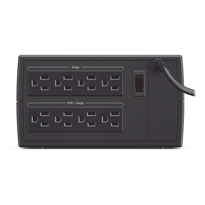 Regulador De Voltaje de 1500VA/750W, Entrada NEMA 5-15P, Con 8 Salidas NEMA 5-15R y Supresión de Picos a 245 Joules