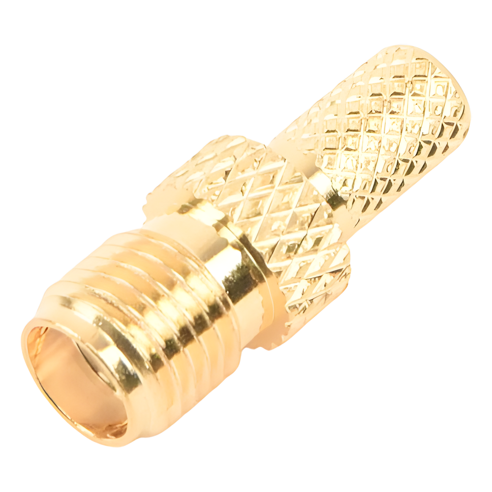Conector SMA hembra inverso de anillo plegable para cable RG-58/U, Oro/ Oro Teflón