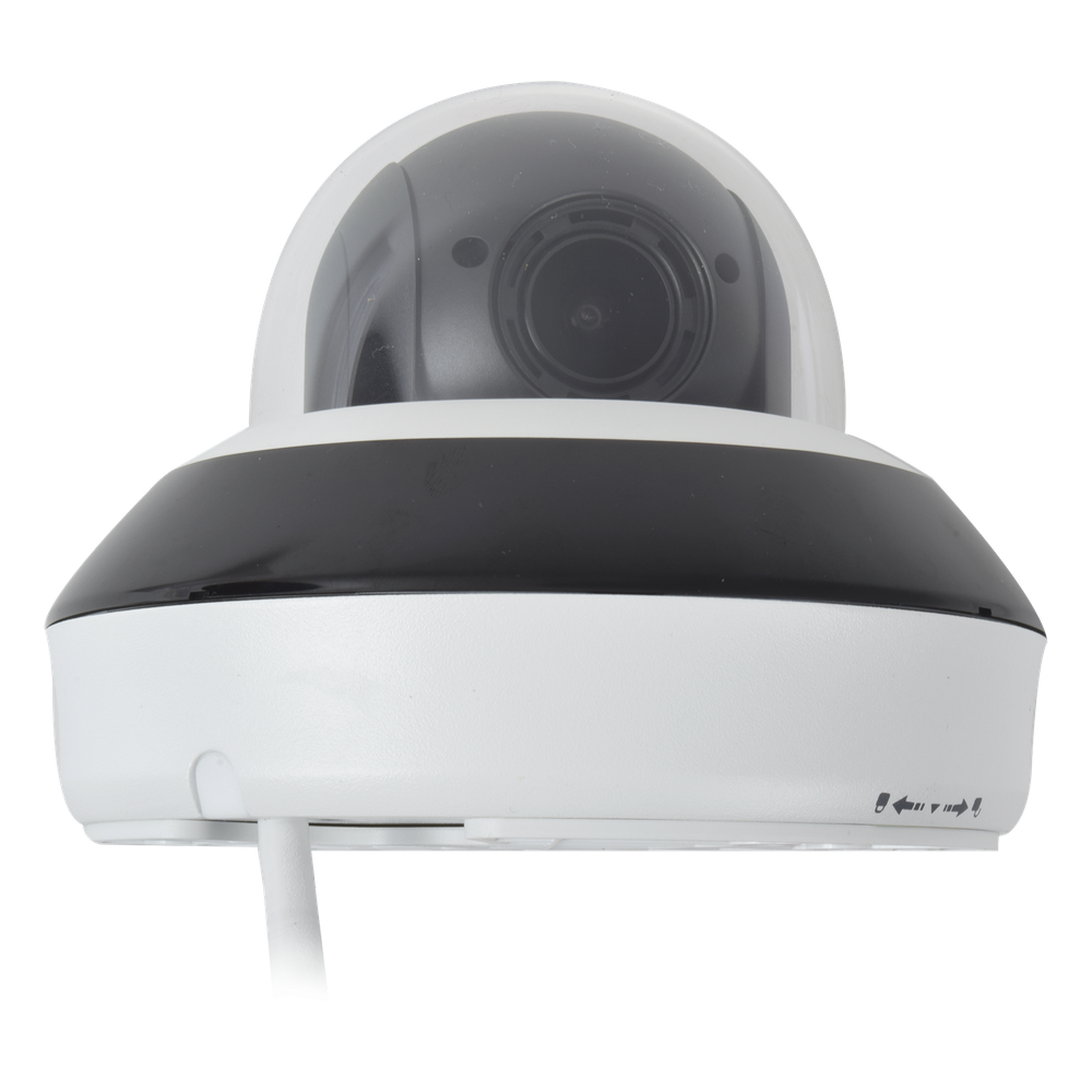 Mini Domo PTZ IP 4 Megapixel / 4X Zoom / H.265+ / 20 mts IR EXIR / WDR 120dB / PoE / IK10 / Exterior IP66 / Ultra Baja Iluminación / Micrófono
