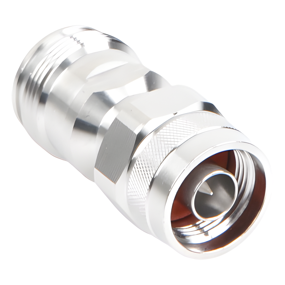 Adaptador en Línea de Conector 4.3-10 Hembra a N Macho, Bronce Blanco/ Plata/ Teflón
