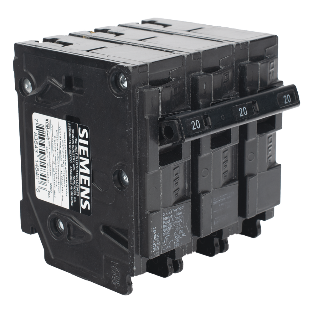 Interruptor automático enchufable tipo QP 3 polos, 20 amp