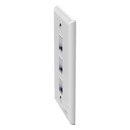 Placa de Pared Vertical, Salida Para 3 Puertos Keystone, Color Blanco