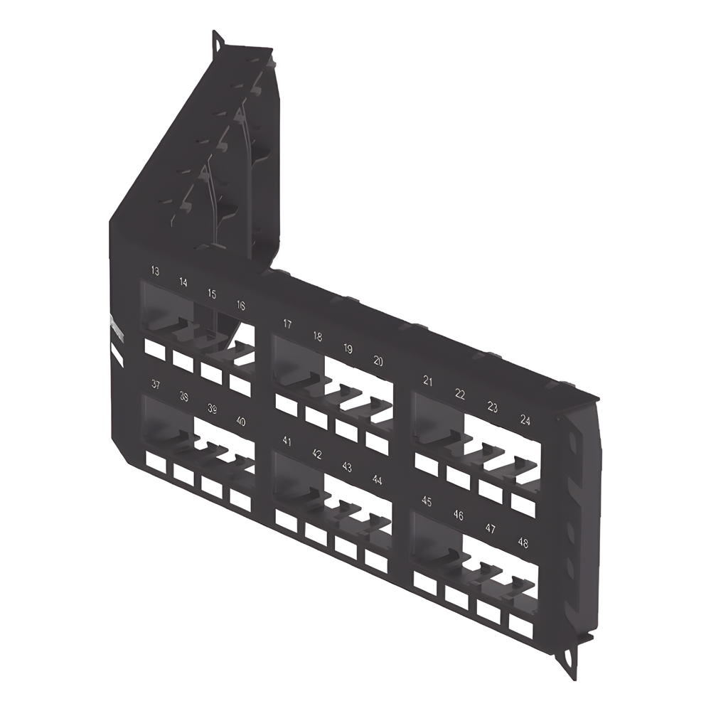 Panel de Parcheo Modular Mini-Com (Sin Conectores), Angulado Instalación la Ras, Sin Blindaje, de 48 Puertos, 2UR