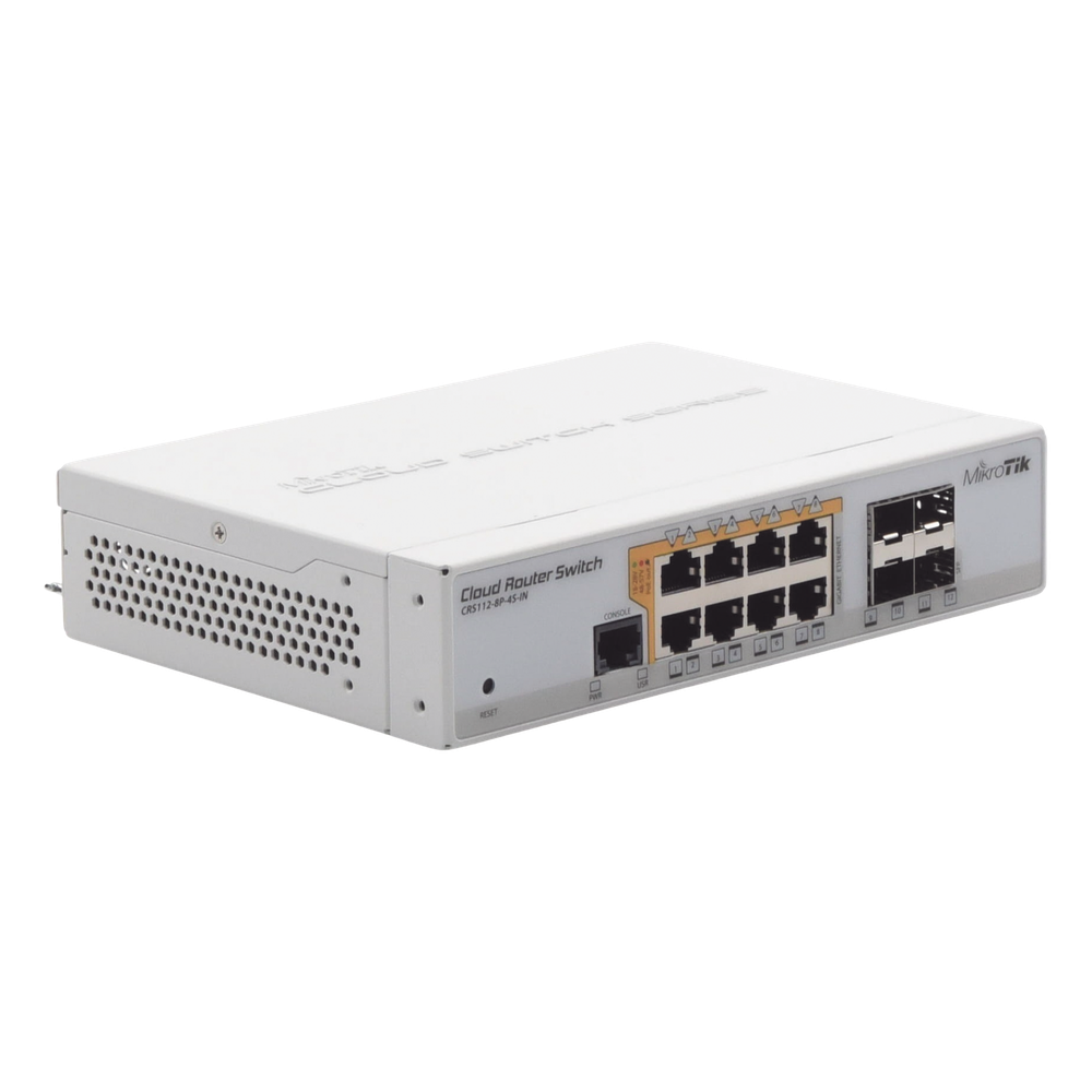 Cloud Router Switch Administrable L3, 8 puertos 10/100/1000 Mbps c/PoE Pasivo ó 802.3af/at, 4 Puertos SFP