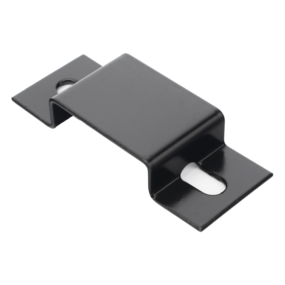 Abrazadera Tipo Omega para Fijación de Perfil Lateral Tubular de 1.5" de Peralte y 12" de Ancho, Acabado con Pintura Epóxica Color Negro, Ideal para