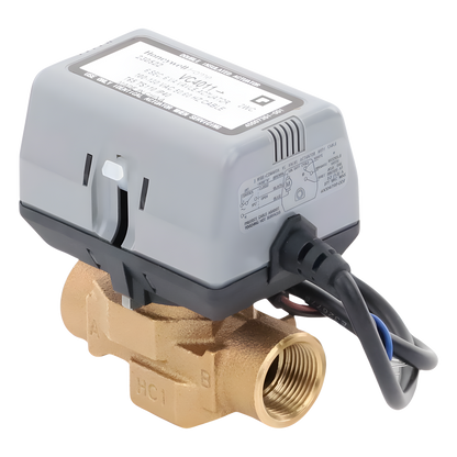Válvula motorizada de 2 vías con actuador integrado, conexión BSPT de 3/4 pulgada, control on/off, 100-130 VCA