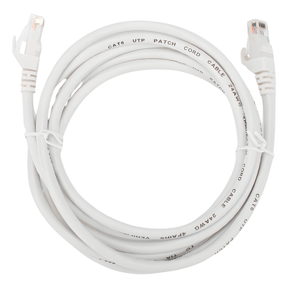 Cable de Parcheo (Patch Cord) / UTP / Cat. 6 (24 AWG) / 2 Metros (6.56 Pies) / Color Blanco/ Ideal para PoE+ / Interior