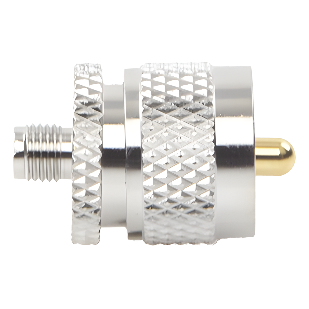 Adaptador en Línea de Conector SMA Hembra a UHF Macho (PL-259), Níquel/ Oro/ Teflón