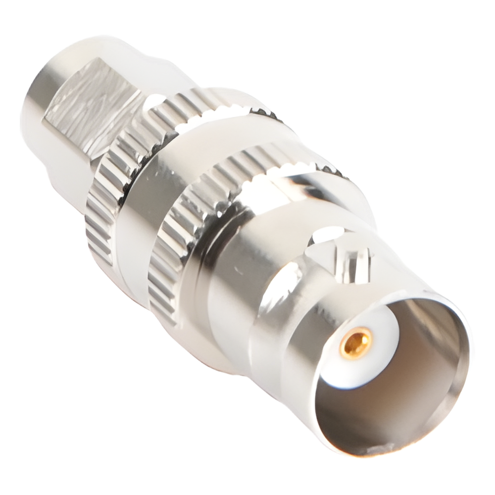 Adaptador en Línea de Conector SMA Macho a BNC Hembra, Níquel/ Oro/ Teflón