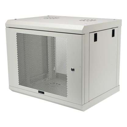 Gabinete de Pared de 9U con Puerta Perforada 455 mm de Profundidad, Rack de 19'', Acero Reforzado Color Blanco