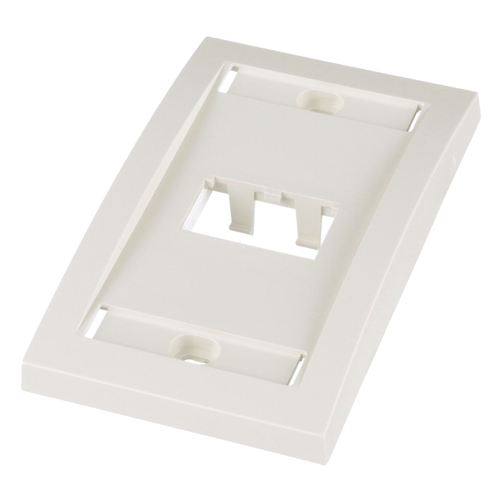 Placa de Pared Vertical Ejecutiva, Salida Para 2 Puertos Mini-Com, Con Espacios Para Etiquetas, Color Blanco Mate