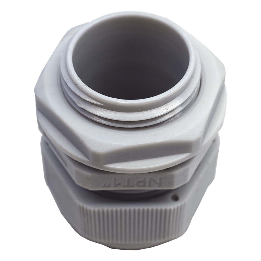 Conector Plástico Blanco Tipo Glándula para Rosca NPT 1"