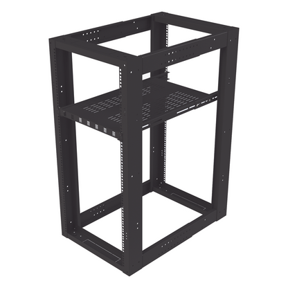 Charola Ventilada para Soportar Equipos en Rack, Profundidad Ajustable de 495 a 965 mm, 1U, Color Negro