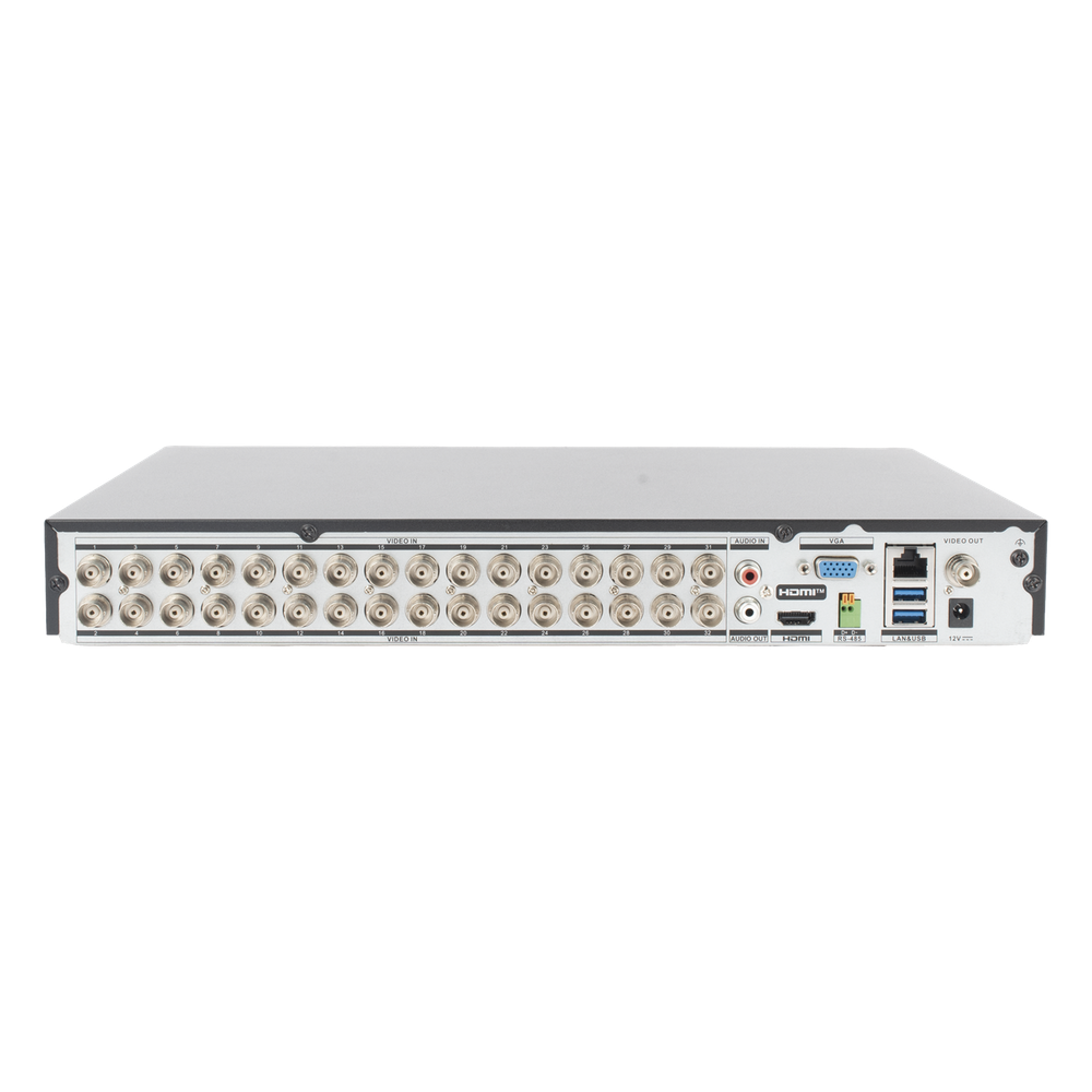 DVR 32 Canales TurboHD + 8 Canales IP / 5 Megapixel Lite - 3K Lite / Acusense (Evita Falsas Alarmas) / Audio Bidireccional / 2 Bahías de Disco Duro