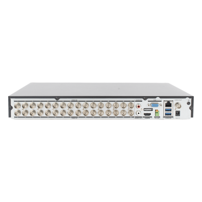 DVR 32 Canales TurboHD + 8 Canales IP / 5 Megapixel Lite - 3K Lite / Acusense (Evita Falsas Alarmas) / Audio Bidireccional / 2 Bahías de Disco Duro