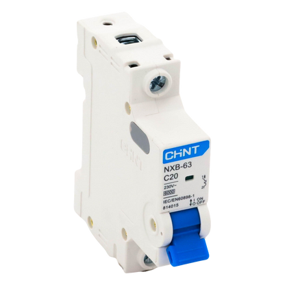 Pastilla para Riel Din, 1 Polo, 20 Amp, Vca:110/415v, 6kA, Catálogo: NXB631PC20.