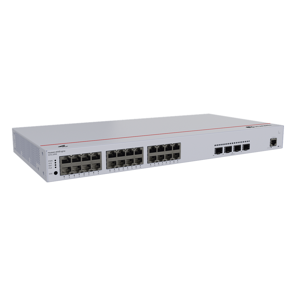 Switch de Distribución/Core Gigabit Administrable PoE Capa 3 / 24 puertos 10/100/1000 Mbps (PoE) / 4 Puertos 10GE SFP+ Uplink / ERPS / Rutas