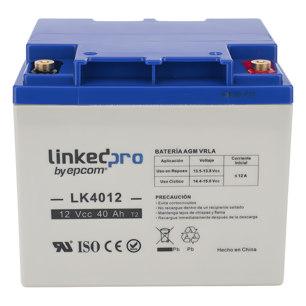 Batería de respaldo 12 V | 40 Ah | AGM | Especial para Seguridad Electrónica | UPS | Sistemas de Emergencia | Certificada UL | Vida útil 5 años |