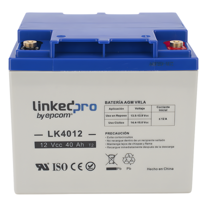 Batería de respaldo 12 V | 40 Ah | AGM | Especial para Seguridad Electrónica | UPS | Sistemas de Emergencia | Certificada UL | Vida útil 5 años |