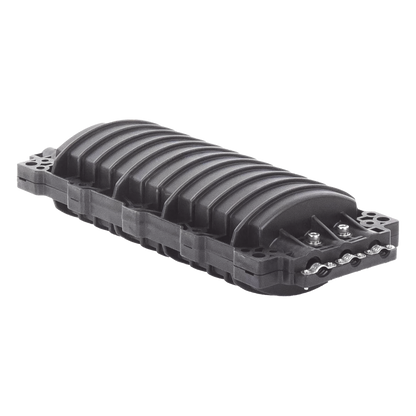 Caja de Distribución de Fibra Óptica Horizontal, hasta 96 Empalmes, Exterior IP68, 3 Puertos de Entrada y Salida