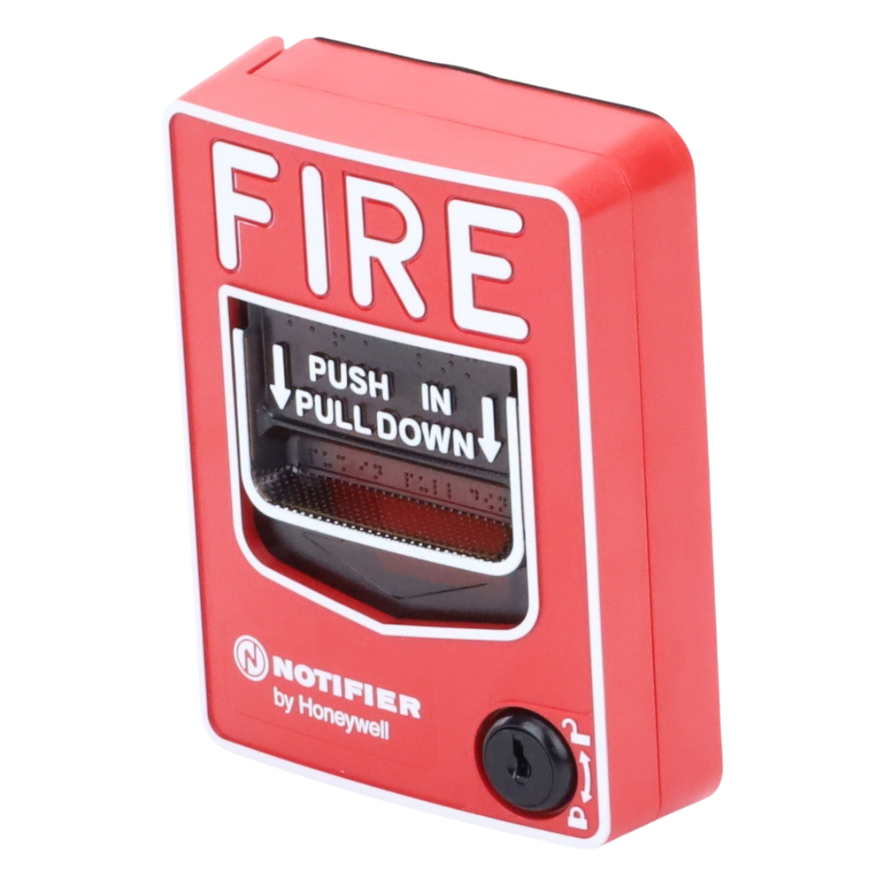 Estación manual de alarma contra incendio de doble acción, con cerradura y llave, para exterior, con caja SB-I/O incluida