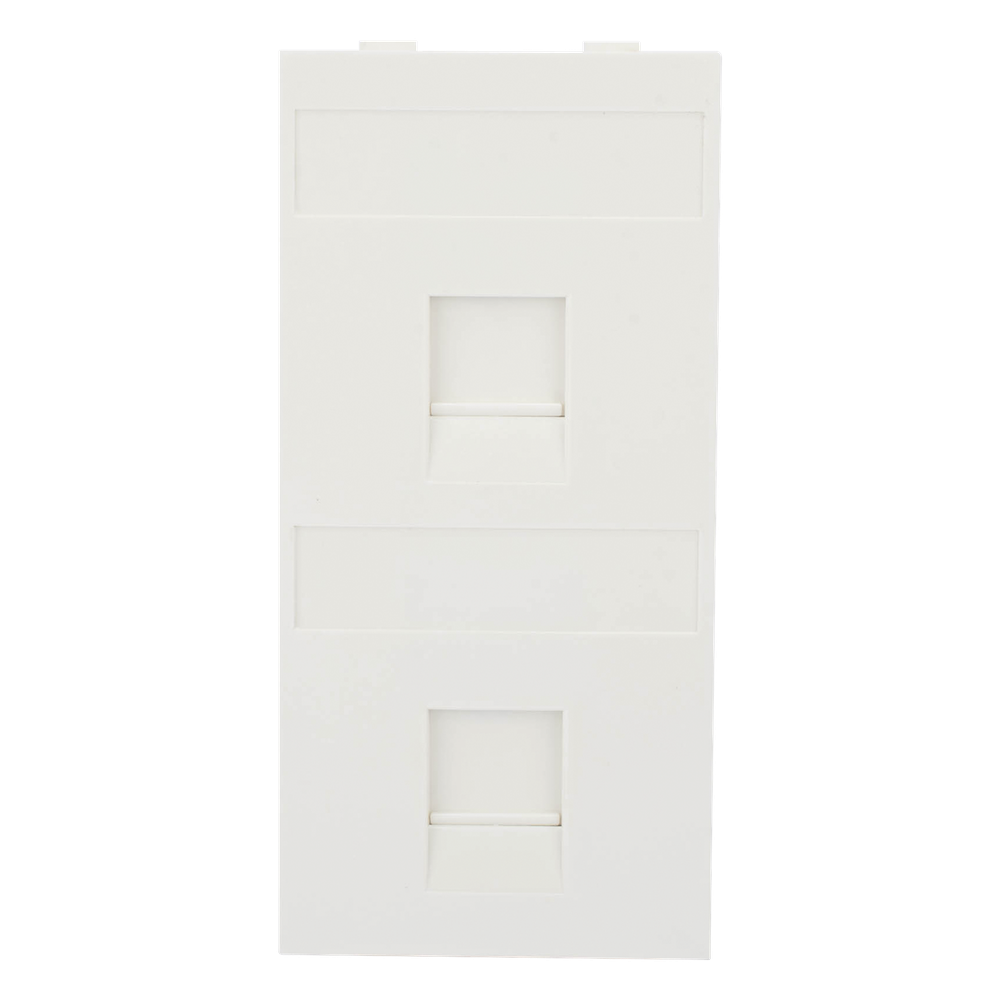 Placa Plana de Voz y Datos con Guardapolvo para 2 RJ45 / Color Blanco / 2 Puertos para Jacks Keystone / Compatible con Cajas de Pavimento SM-CPAV-2 y